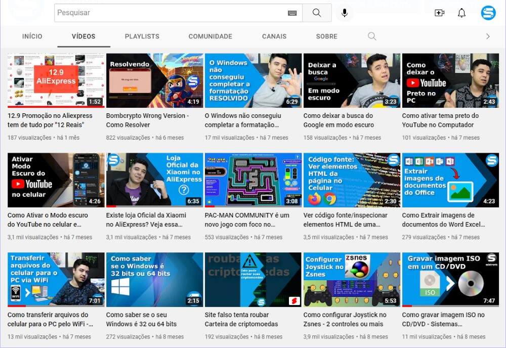 thumbnails no Youtube