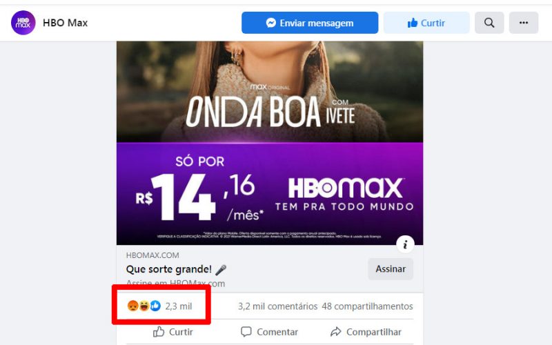 HBO Max advertises with Ivete Sangalo and is cursed on Facebook